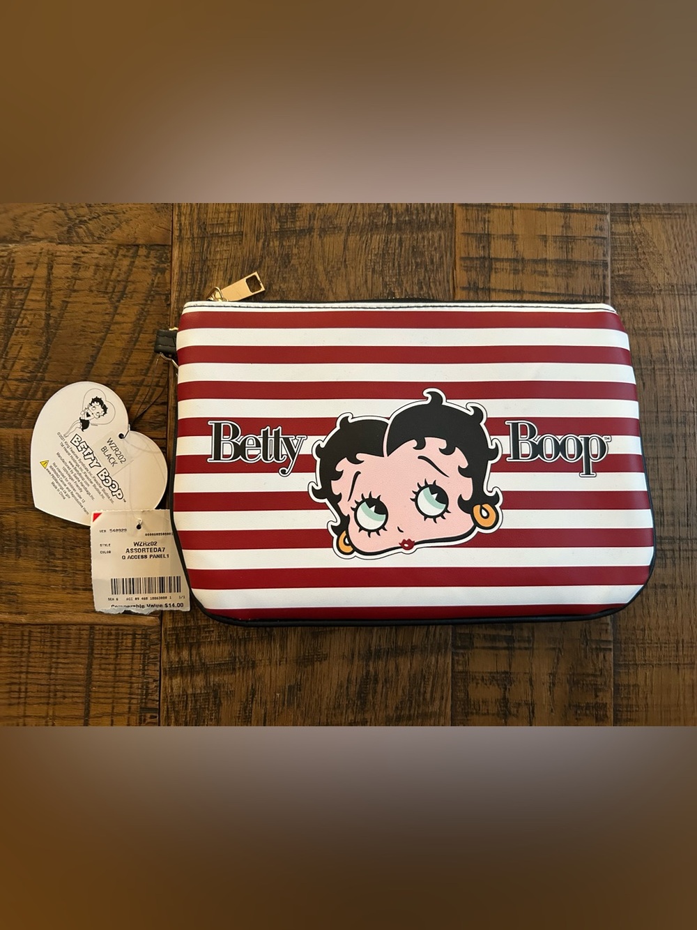 Betty Boop Red White Striped Pouch